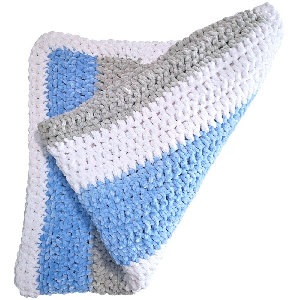 Crochet Chenille Blanket for Kids, Crochet Afghan, Children's Security Blanket - Picture 2 of 8